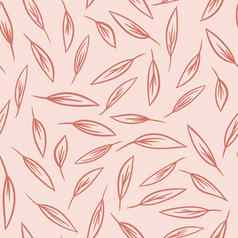 手画无缝的模式棕色（的）Terracotta叶子米色背景极简主义小自然花树叶打印植物放荡不羁的波西米亚设计优雅的分支自然艺术