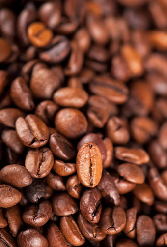 咖啡背景关闭咖啡豆子焦点