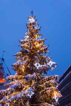照亮街城市圣诞节装饰小镇里加拉脱维亚