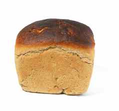 烤黑麦面粉面包形状砖白色孤立的背景