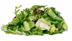 混合生菜叶子escariolefrisee小萝卜芝麻菜白色孤立的背景饮食健康的食物