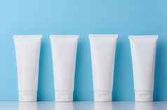 白色塑料管化妆品产品蓝色的背景广告品牌产品