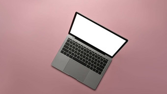 模拟移动PC电脑白色屏幕粉红色的背景空白屏幕做<strong>广告设计</strong>