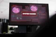 电脑显示黑客攻击系统警报消息显示屏幕