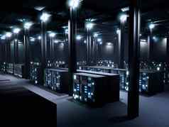 数据中心空间多个行服务器架