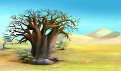 大Baobab树萨凡纳插图