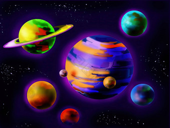 五彩缤纷的行星空间插图