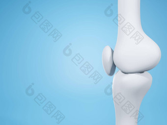 膝盖联合蓝色的背景复制空间文本骨人类骨架解剖学身体医疗健康护理科学概念现实的呈现