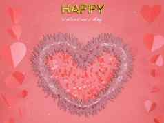 快乐情人节一天呈现红色的心纸减少形状红色的背景礼物卡爱聚会，派对邀请凭证设计海报模板