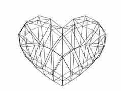 快乐情人节一天黑色的心爱浪漫的概念心脏病学医疗保健技术心象征孤立的白色背景呈现剪裁路径