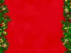 圣诞节背景呈现前视图圣诞节礼物盒子云杉分支机构松视锥细胞红色的背景