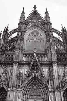 灰度拍摄外外观科隆大教堂科隆德国