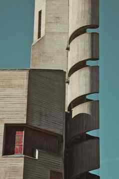 克里斯蒂奥弗斯特洪教堂塔螺旋楼梯蓝色的天空背景科隆德国