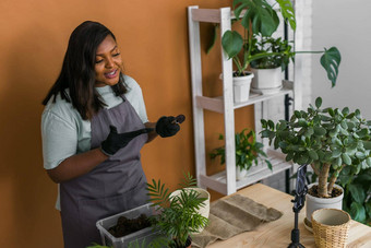 非洲美国花店博主拍摄<strong>教程视频</strong>移植植物首页花园使视频视频博客移动电话