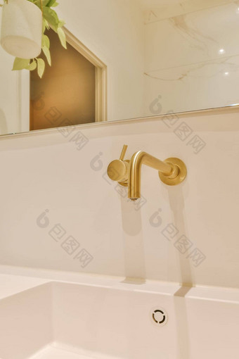 白色浴室水槽黄金水龙头