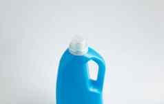 蓝色的塑料液体洗涤剂瓶孤立的白色背景洗衣容器商品模板产品设计模拟