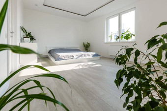 单木床上毯子时尚的木内阁优雅的卧室