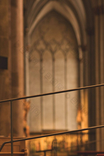 垂直拍摄细节长凳上栏杆科隆大教堂科隆德国