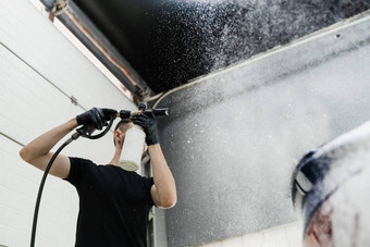 过程喷涂泡沫车身体车库阶段详细说明洗车服务车垫圈完整的身体车洗