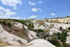 岩石砂岩形成爱谷goreme国家公园内夫谢希尔卡帕多西亚火鸡