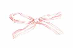 水彩插图粉红色的纸丝带弓孤立的白色背景设计贴纸问候卡片打印文具礼物证书袋包