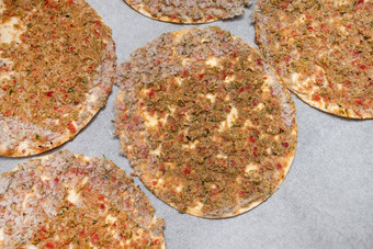 即食冻Lahmacun<strong>烘焙</strong>纸<strong>烘焙</strong>托盘