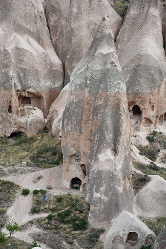 视图五彩缤纷的砂岩岩石沉积物玫瑰谷卡帕多西亚火鸡