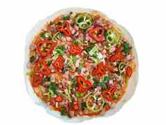 新鲜的披萨蔬菜准备烘焙隔离白色背景