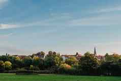 的观点大教堂城堡小镇弗里贝格Neckar巴登-符腾堡州德国古老的欧洲小镇天空场