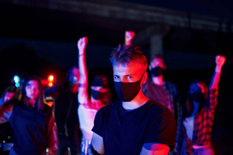保护面具集团抗议年轻的人站积极分子人类权利政府