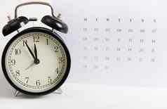 报警时钟白色清洁日历忙工作提醒年度离开项目的最后期限特殊的事件一天概念