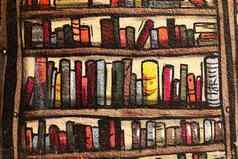 插图色彩斑斓的书架墙