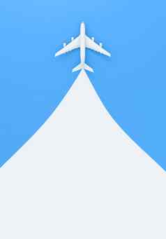 白色飞机蓝色的背景旅行飞机假期夏天周末海冒险旅行旅程票之旅概念