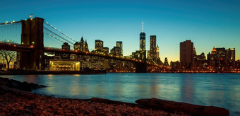 曼哈顿城市天际线城市景观纽约布鲁克林桥