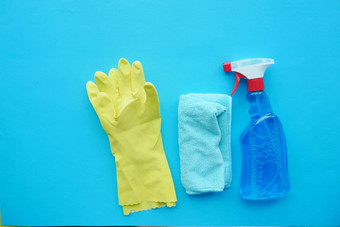 清洁纸瓶手手套蓝色的