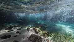 潜水潜水泡沫瀑布珊瑚热带鱼