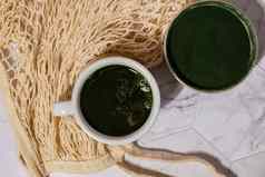 火柴咖啡拿铁蓝绿色藻类小球藻螺旋藻粉喝超级粉自然补充藻类排毒超级食物喝鸡尾酒食物补充源蛋白质β#NAME?
