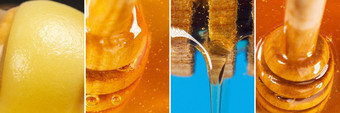 蜂蜜横幅拼贴画有机食物健康的营养概念水平格式