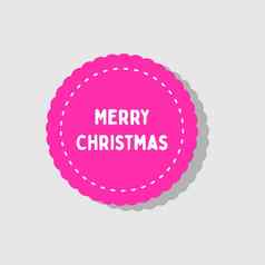 粉红色的轮贴纸登记快乐圣诞节假期设计