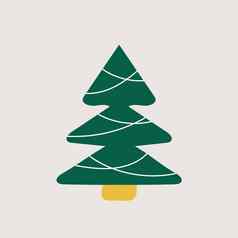 圣诞节树手画绿色圣诞节树简单的图标