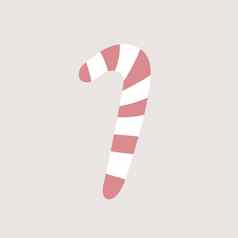 可爱的圣诞节糖果狗向量图标粉红色的颜色条纹糖果