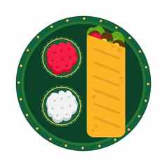 玉米煎饼图标孤立的白色背景板酱汁烤肉串图标