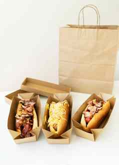 食物交付概念类型热狗工艺包装表格素食主义者肉素食者街食物垃圾食物