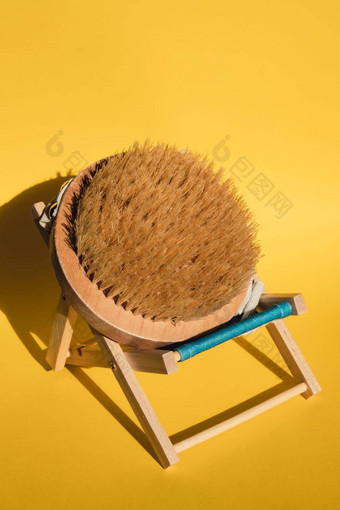 干按摩刷海滩椅子自然猪鬃生态化妆品首页护理竹子刷干瘦身按摩水疗中心美概念