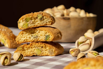 <strong>饼干</strong>cantuccini<strong>饼干饼干</strong>开心果柠檬皮<strong>酥</strong>饼健康的吃食物自制的新鲜的意大利<strong>饼干</strong>cantucci栈有机开心果坚果素食主义者节食