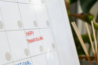 快乐感恩节日历提醒重要的事件任命每月规划师磁董事会天月的地方输入重要的重要的时间表概念业务规划白板规划师磁每月模板