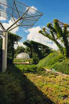 植物花园屋顶华沙大学图书馆现代体系结构绿色植物可持续发展的建筑体系结构未来主义的亲生物设计生态绿色现代建筑现代花园植物