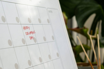 快乐哥伦布一天日历提醒重要的任命每月规划师磁董事会天月的地方输入重要的重要的时间表概念业务规划白板规划师磁每月模板