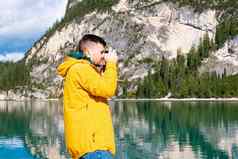旅行摄影师采取图片令人惊异的白云石山脉阿尔卑斯山脉意大利