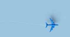 飞机小道蓝色的背景平躺设计旅行概念